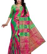 Green Woven Silk Blend Saree With Blouse