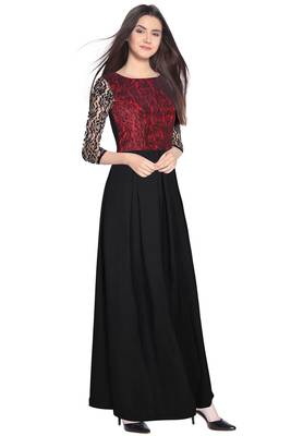 Maroon printed crepe maxi-dresses 2