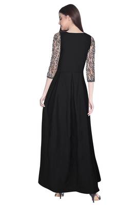 Maroon printed crepe maxi-dresses 3