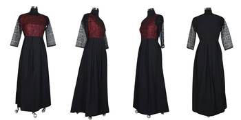 Maroon printed crepe maxi-dresses 4