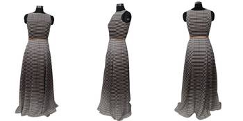 Coffee printed georgette maxi-dresses 4