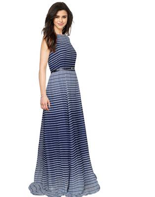Blue printed georgette maxi-dresses 2