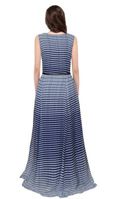 Blue printed georgette maxi-dresses 3