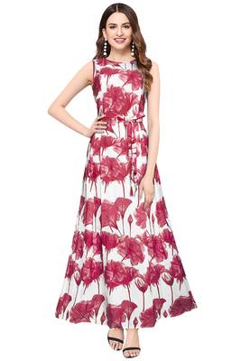 Pink printed crepe maxi-dresses 1