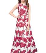 Pink printed crepe maxi-dresses