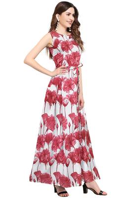 Pink printed crepe maxi-dresses 2