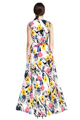 Yellow printed silk blend maxi-dresses 3