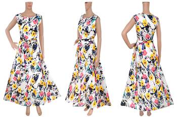 Yellow printed silk blend maxi-dresses 4