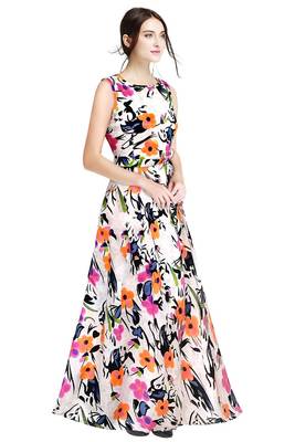 Orange printed silk blend maxi-dresses 2