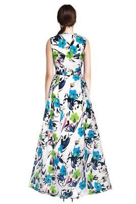 Green printed silk blend maxi-dresses 3