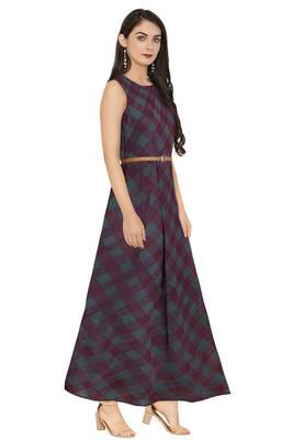 Maroon printed georgette maxi-dresses 2