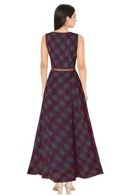 Maroon printed georgette maxi-dresses 3
