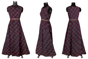 Maroon printed georgette maxi-dresses 4