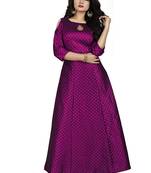 Wine printed silk blend maxi-dresses