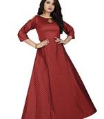 Red printed silk blend maxi-dresses