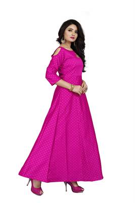 Pink printed silk blend maxi-dresses 2