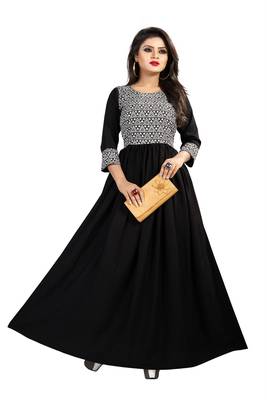Black printed crepe maxi-dresses 1