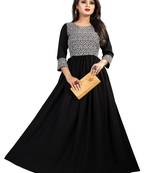 Black printed crepe maxi-dresses