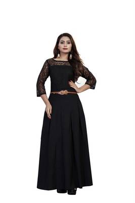 Black printed crepe maxi-dresses 1