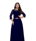 Blue plain crepe maxi-dresses