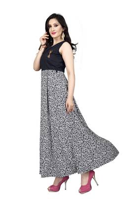 Black printed silk blend maxi-dresses 2