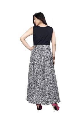 Black printed silk blend maxi-dresses 3
