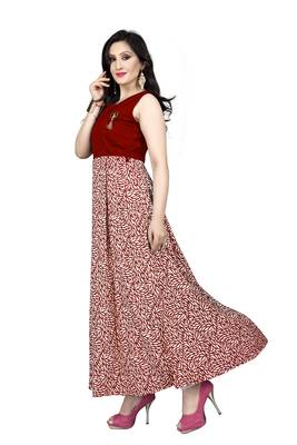 Red printed silk blend maxi-dresses 2