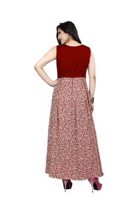 Red printed silk blend maxi-dresses 3