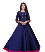 Blue embroidered jacquard maxi-dresses