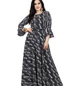 Black printed georgette maxi-dresses