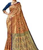 Red woven art silk saree with blouse