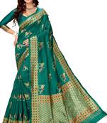 Green woven art silk saree with blouse