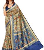 Blue woven art silk saree with blouse