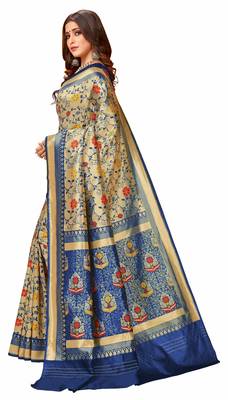 Blue woven art silk saree with blouse 2