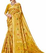 Mustard woven art silk saree with blouse