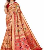 Red woven art silk saree with blouse