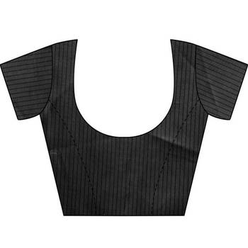 Black woven art silk saree with blouse 4