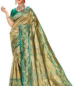 Green woven art silk saree with blouse