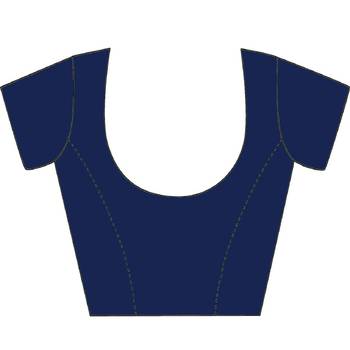 Navy blue woven art silk saree with blouse 4