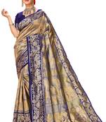 Blue woven art silk saree with blouse