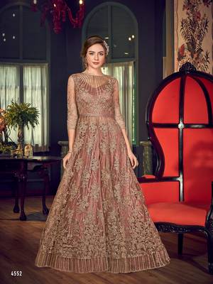 Brown embroidered net salwar 1