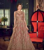 Brown embroidered net salwar