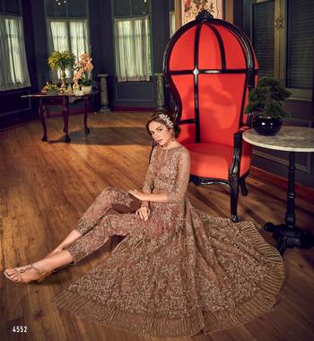Brown embroidered net salwar 3