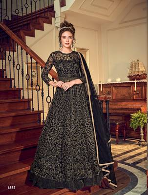 Black embroidered net salwar 1
