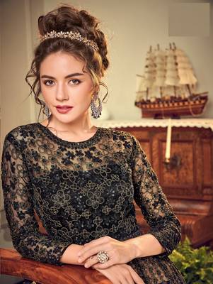 Black embroidered net salwar 2