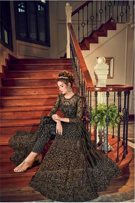 Black embroidered net salwar 4
