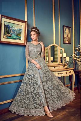 Grey embroidered net salwar 3