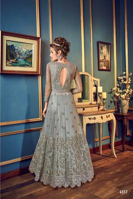 Grey embroidered net salwar 4