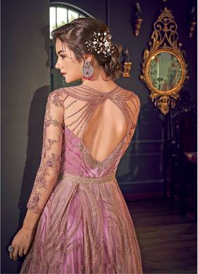 Pink embroidered net salwar 3