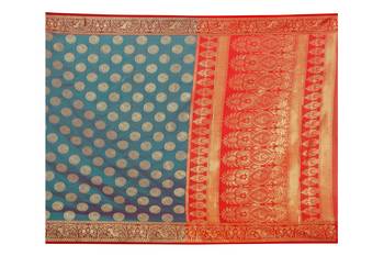 Womens Designer Blue  Banarasi  Saree With Designer Blouse 4